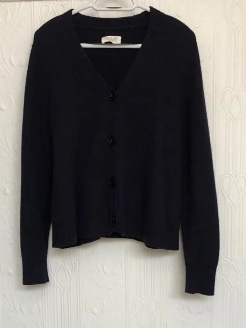 TOAST soft 100% merino wool navy cardigan knit top size L Large (like M)